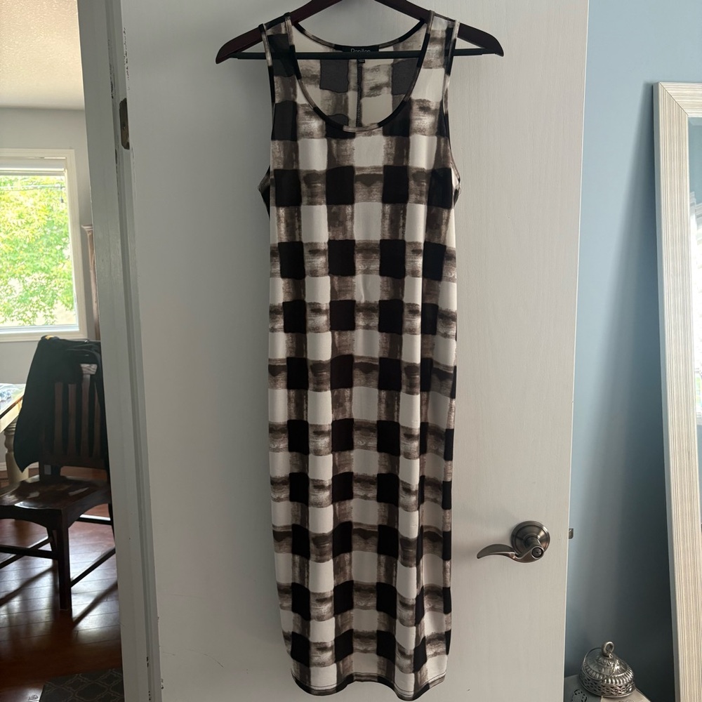 Papillon Blanc Black and White Checkered Midi Dress